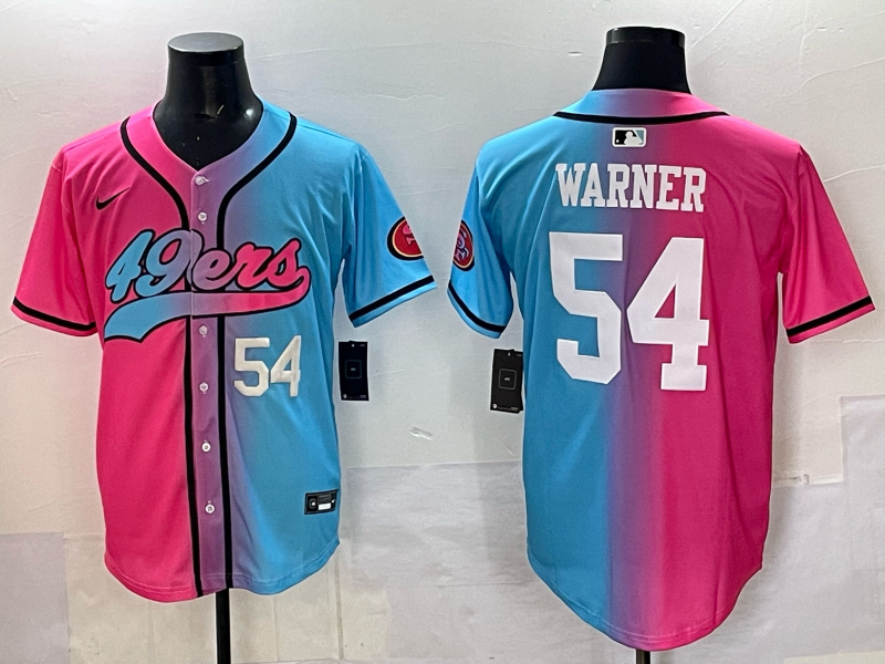 Men 2025 San Francisco 49ers #54 Warner Pink Blue pink Nike Limited NFL Jersey 016